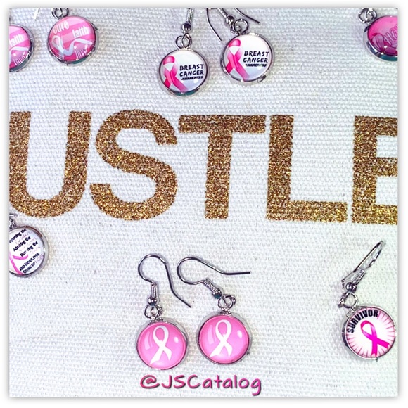 Breast Cancer Awareness Handmade Earrings - Picture 2 of 3